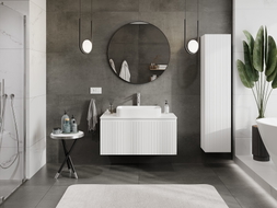 Mexen Rivel bathroom cabinet under sink 100 cm with countertop, 1 drawer, grooved, white matte - 91A20-10047-1-BFC01