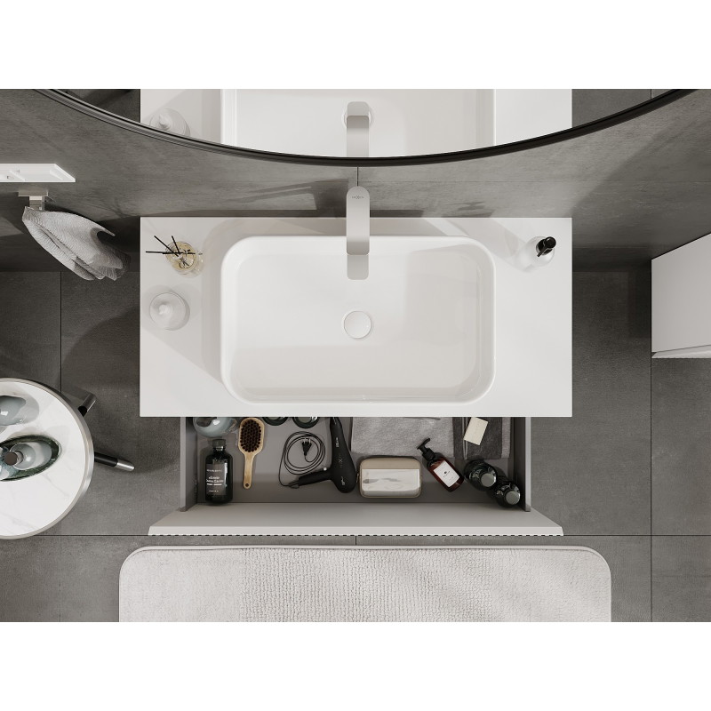 Mexen Rivel bathroom cabinet under sink 100 cm with countertop, 1 drawer, grooved, white matte - 91A20-10047-1-BFC01