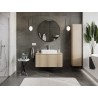Mexen Rivel bathroom cabinet for under sink 100 cm with countertop, 1 drawer, fluted, oak - 91A20-10047-1-BFC81