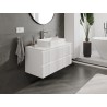 Mexen Rivel 100 cm bathroom vanity cabinet with countertop, 2 drawers, fluted, matt white - 91A20-10047-2-BFFC01