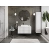 Mexen Rivel 100 cm bathroom vanity cabinet with countertop, 2 drawers, fluted, matt white - 91A20-10047-2-BFFC01