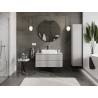 Mexen Rivel 100 cm Under-Sink Bathroom Cabinet with Countertop, 2 Drawers, Ribbed, Matte Gray - 91A20-10047-2-BFFC62