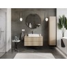 Mexen Rivel 100 cm under-sink bathroom cabinet with countertop, 2 drawers, grooved, oak - 91A20-10047-2-BFFC81