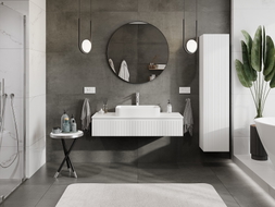 Mexen Rivel 120 cm Under-Sink Bathroom Cabinet with Countertop, 1 Drawer, Grooved, White Matte - 91A20-12023-1-BFC01