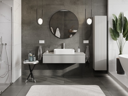 Mexen Rivel bathroom cabinet under-sink 120 cm with countertop, 1 drawer, fluted, matte gray - 91A20-12023-1-BFC62