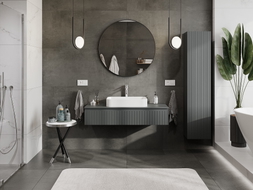 Mexen Rivel 120 cm Bathroom Vanity with Countertop, 1 Drawer, Fluted, Matte Graphite - 91A20-12023-1-BFC66