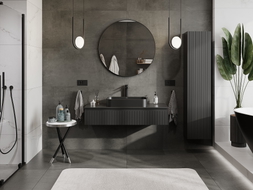 Mexen Rivel 120 cm bathroom cabinet with countertop, 1 drawer, ribbed, matte black - 91A20-12023-1-BFC71