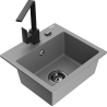 Mexen Milo 1-compartment granite sink with a kitchen mixer tap Rita, Grey - 6505-71-670300-70-B