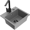 Mexen Milo granite kitchen sink 1-bowl with Rita kitchen faucet, gray - 6505-71-670300-70-B