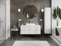 Mexen Rivel bathroom under-sink cabinet 120 cm with countertop, 2 drawers, grooved, white matte - 91A20-12047-2-BFFC01