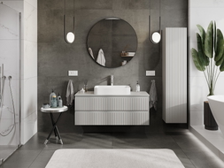 Mexen Rivel bathroom cabinet under the sink 120 cm with countertop, 2 drawers, grooved, matte gray - 91A20-12047-2-BFFC62