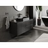 Mexen Rivel bathroom sink cabinet 120 cm with countertop, 2 drawers, fluted, matte black - 91A20-12047-2-BFFC71