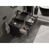 Mexen Rivel bathroom sink cabinet 120 cm with countertop, 2 drawers, fluted, matte black - 91A20-12047-2-BFFC71
