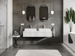 Mexen Rivel bathroom cabinet with countertop 140 cm, 1 drawer, grooved, matte white - 91A20-14023-1-BFC01
