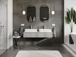 Mexen Rivel bathroom cabinet under sink 140 cm with countertop, 1 drawer, grooved, matte grey - 91A20-14023-1-BFC62