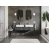 Mexen Rivel 140 cm under-sink bathroom cabinet with countertop, 1 drawer, fluted, matte graphite - 91A20-14023-1-BFC66