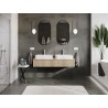 Mexen Rivel 140 cm bathroom cabinet with countertop, 1 drawer, fluted, oak - 91A20-14023-1-BFC81