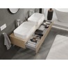 Mexen Rivel 140 cm bathroom cabinet with countertop, 1 drawer, fluted, oak - 91A20-14023-1-BFC81