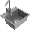 Mexen Milo 1-bowl Granite Sink with Rita Kitchen Faucet, Gray - 6505-71-670300-71