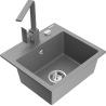 Mexen Milo granite single-bowl sink with Rita kitchen faucet, gray - 6505-71-670300-71