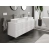 Mexen Rivel 140 cm bathroom cabinet with countertop, 2 drawers, fluted, white matte - 91A20-14047-2-BFFC01