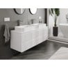 Mexen Rivel 140 cm Bathroom Cabinet with Countertop, 2 Drawers, Grooved, White Matt - 91A20-14047-2-BFFC01