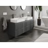 Mexen Rivel 140 cm Bathroom Cabinet Under Sink with Countertop, 2 Drawers, Ribbed, Matte Graphite - 91A20-14047-2-BFFC66