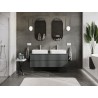 Mexen Rivel 140 cm Bathroom Cabinet Under Sink with Countertop, 2 Drawers, Ribbed, Matte Graphite - 91A20-14047-2-BFFC66