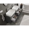 Mexen Rivel 140 cm Bathroom Cabinet Under Sink with Countertop, 2 Drawers, Ribbed, Matte Graphite - 91A20-14047-2-BFFC66