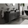 Mexen Rivel bathroom cabinet under the sink 140 cm with countertop, 2 drawers, grooved, matte black - 91A20-14047-2-BFFC71