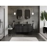 Mexen Rivel bathroom cabinet under the sink 140 cm with countertop, 2 drawers, grooved, matte black - 91A20-14047-2-BFFC71