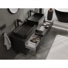 Mexen Rivel bathroom cabinet under the sink 140 cm with countertop, 2 drawers, grooved, matte black - 91A20-14047-2-BFFC71