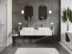 Mexen Rivel bathroom cabinet for under sink 160 cm with countertop, 1 drawer, grooved, matte white - 91A20-16023-1-BFC01