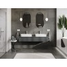 Mexen Rivel bathroom cabinet under-sink 160 cm with countertop, 1 drawer, grooved, matte graphite - 91A20-16023-1-BFC66