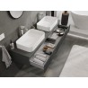 Mexen Rivel bathroom cabinet under-sink 160 cm with countertop, 1 drawer, grooved, matte graphite - 91A20-16023-1-BFC66