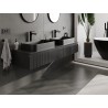 Mexen Rivel bathroom cabinet under sink 160 cm with countertop, 1 drawer, grooved, matte black - 91A20-16023-1-BFC71