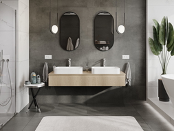 Mexen Rivel bathroom cabinet 160 cm with countertop, 1 drawer, grooved, oak - 91A20-16023-1-BFC81