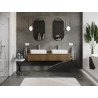 Mexen Rivel bathroom vanity cabinet 160 cm with countertop, 1 drawer, grooved, walnut - 91A20-16023-1-BFC86