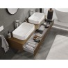 Mexen Rivel bathroom vanity cabinet 160 cm with countertop, 1 drawer, grooved, walnut - 91A20-16023-1-BFC86