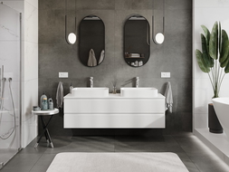 Mexen Rivel bathroom cabinet for countertop 160 cm with top, 2 drawers, ribbed, white matt - 91A20-16047-2-BFFC01