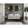 Mexen Rivel bathroom cabinet under the sink 160 cm with countertop, 2 drawers, grooved, matte gray - 91A20-16047-2-BFFC62