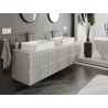 Mexen Rivel bathroom cabinet for washbasin 160 cm with countertop, 2 drawers, ribbed, matte grey - 91A20-16047-2-BFFC62