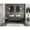 Mexen Rivel bathroom vanity cabinet 160 cm with countertop, 2 drawers, grooved, matte graphite - 91A20-16047-2-BFFC66