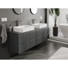 Mexen Rivel bathroom vanity cabinet 160 cm with countertop, 2 drawers, grooved, matte graphite - 91A20-16047-2-BFFC66