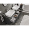 Mexen Rivel bathroom vanity cabinet 160 cm with countertop, 2 drawers, grooved, matte graphite - 91A20-16047-2-BFFC66