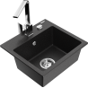 Mexen Milo 1-bowl granite sink with Rita kitchen faucet, black/silver metallic - 6505-73-670300-00