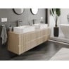 Mexen Rivel bathroom cabinet for washbasin 160 cm with countertop, 2 drawers, grooved, oak - 91A20-16047-2-BFFC81