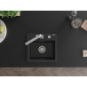 Mexen Milo granite sink 1-bowl with Rita kitchen faucet, black/silver metallic - 6505-73-670300-00