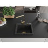 Mexen Milo granite kitchen sink 1-bowl with kitchen faucet Rita, black/silver metallic - 6505-73-670300-50