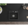 Mexen Milo granite single-bowl sink with Rita kitchen faucet, black/silver metallic - 6505-73-670300-70